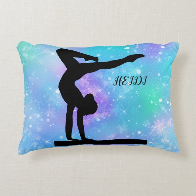 GYMNASTICS THROW PILLOW PERSONALIZED. (Front)