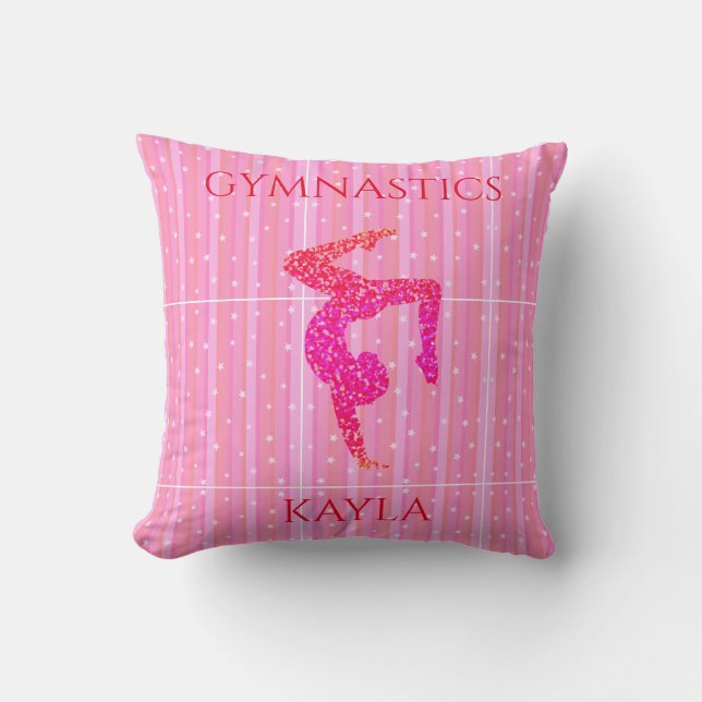 Gymnastics throw pillow.  Personalized name. Pillow (Front)
