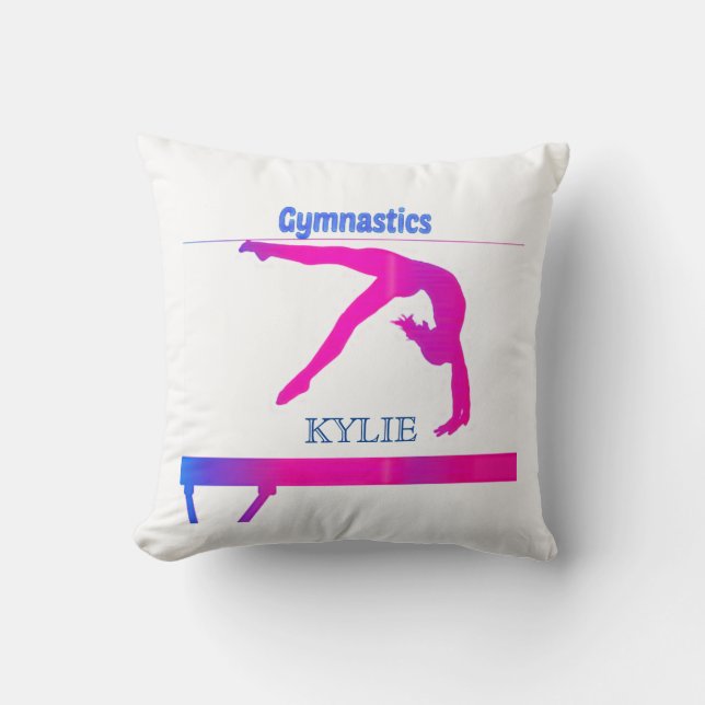 GYMNASTICS throw pillow.  Personalized name! Throw Pillow (Front)