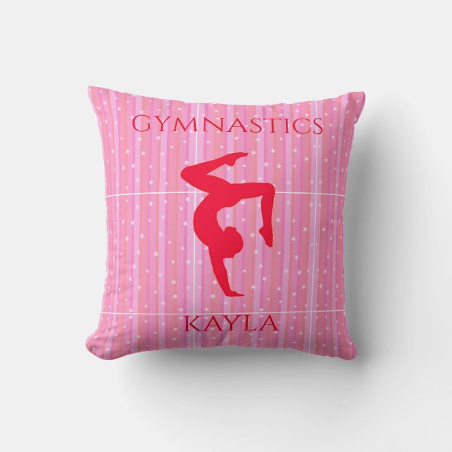 Gymnastics throw pillow.  Personalized name. Throw Pillow (Front)