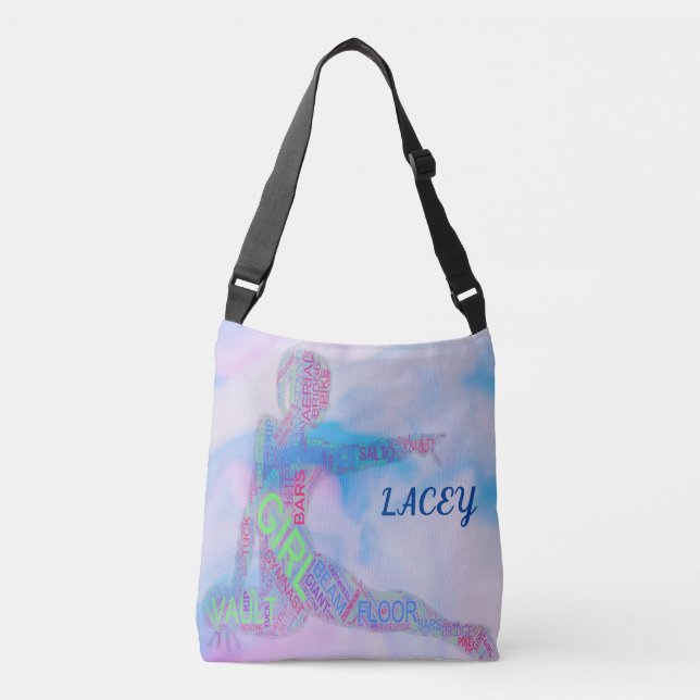 Gymnastics Tote bag with personalized name. (Front)