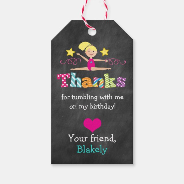 Gymnastics Tumble Birthday Party Favour Tag (Front)