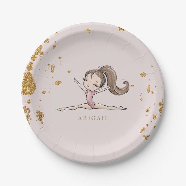 Gymnastics Tumble & Twirl Birthday Party Paper Plate (Front)