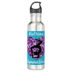 Gymnastics Turquoise and Purple Personalized  710 Ml Water Bottle