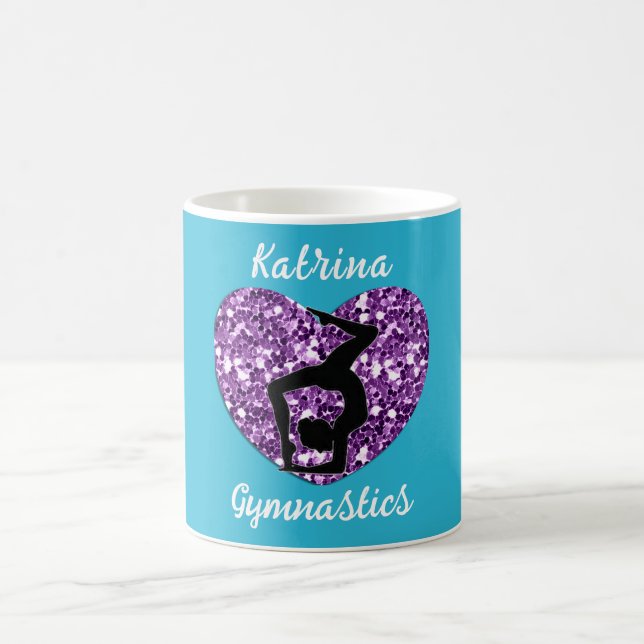 Gymnastics Turquoise and Purple Personalized  Coffee Mug (Center)