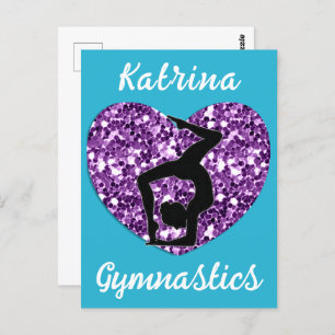 Gymnastics Turquoise and Purple Personalized  Postcard
