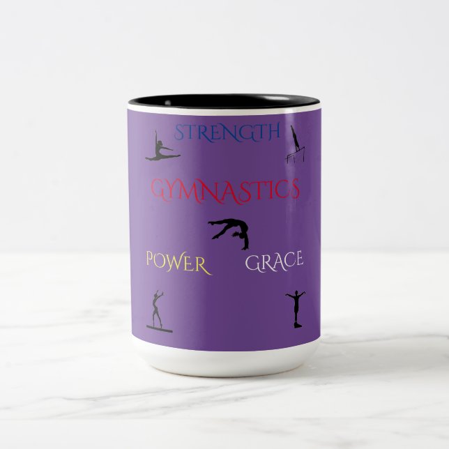 GYMNASTICS TWO TONE MUG IN PURPLE/BLACK. (Center)
