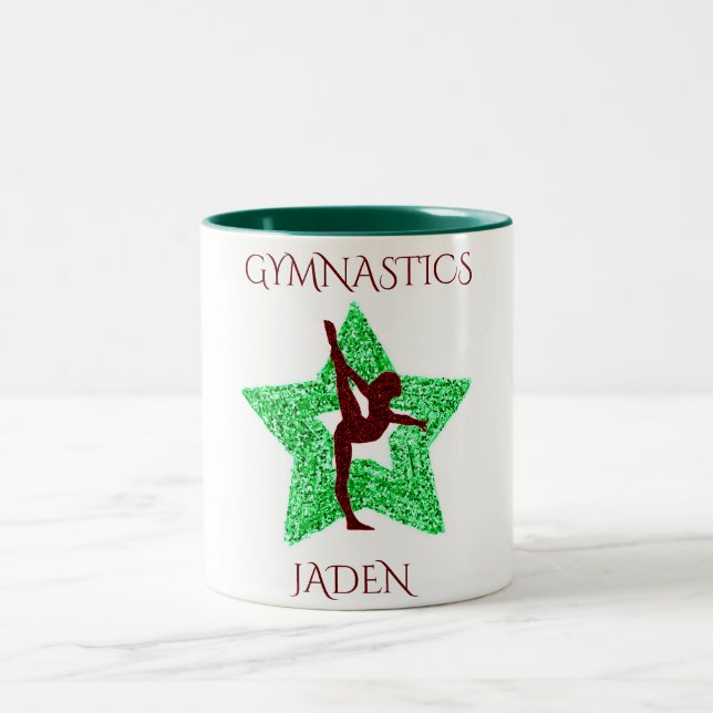 Gymnastics two toned personalized coffee mug. Two-Tone coffee mug (Center)