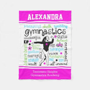 Gymnastics Typography with Monogram Fleece Blanket