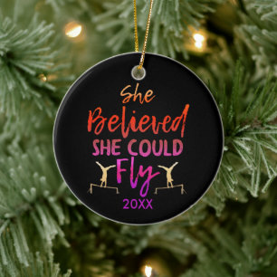 Gymnastics Uneven Bars - Believed She Could Fly Ceramic Ornament