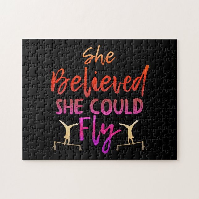 Gymnastics Uneven Bars - Believed She Could Fly Jigsaw Puzzle (Horizontal)