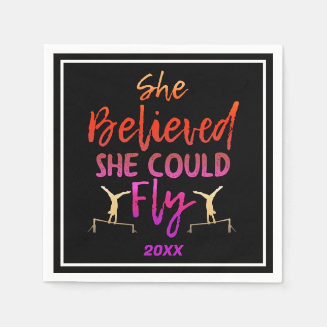 Gymnastics Uneven Bars - Believed She Could Fly Napkin (Front)