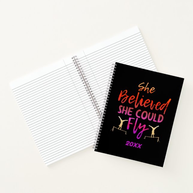 Gymnastics Uneven Bars - Believed She Could Fly Notebook (Inside)