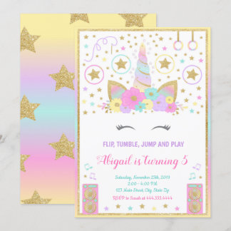 Gymnastics Unicorn Invitation, Unicorn Invitation