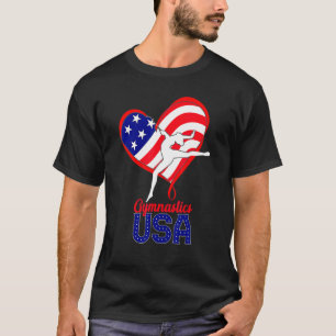 Gymnastics Usa Support The Team Us Flag 4th Of Jul T-Shirt