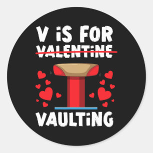 Gymnastics Valentines Day V Is For Valentine Vault Classic Round Sticker