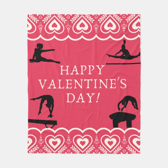 Gymnastics Valentine's Fleece Blanket (Front)