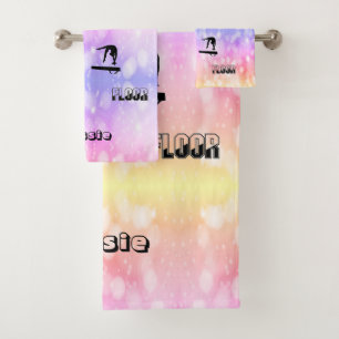 Gymnastics Vault, Bars, Beam, Floor 3 Piece Bath Towel Set