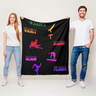 Gymnastics Vault, Bars, Beam, Floor Fleece Blanket