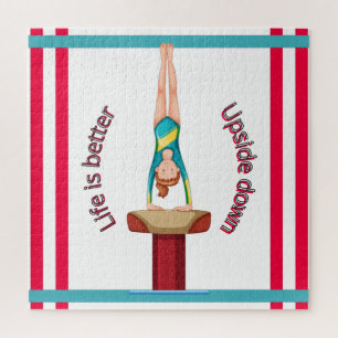 Gymnastics Vault Life Is Better Upside Down Jigsaw Puzzle