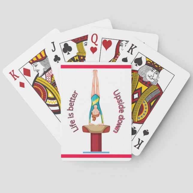 Gymnastics Vault Life Is Better Upside Down  Playing Cards (Back)