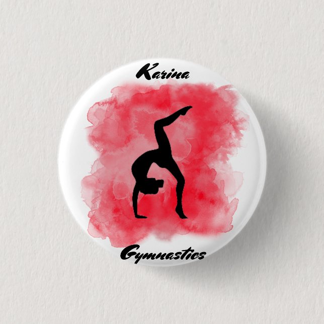 Gymnastics Watercolor Splash Personalized   1 Inch Round Button (Front)