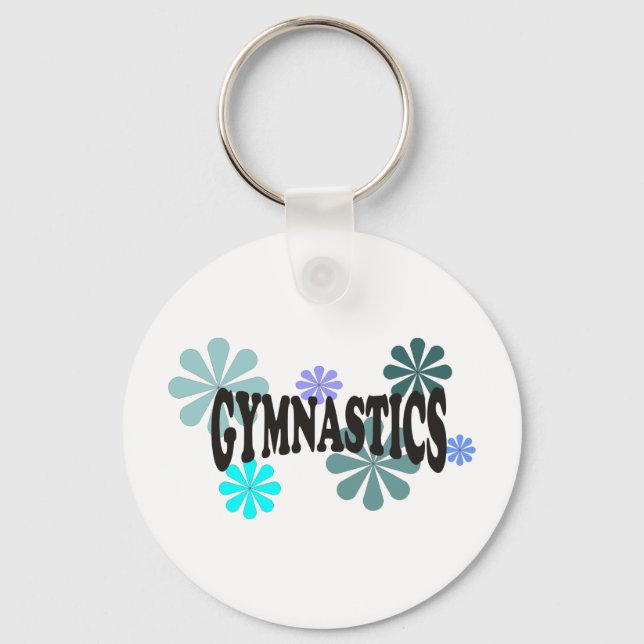 Gymnastics with Blue Flowers Keychain (Front)