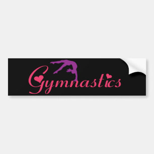 Gymnastics with Hearts Bumper Sticker