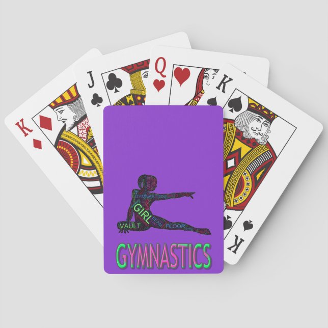 Gymnastics Word Art Purple Classic Playing Cards (Back)