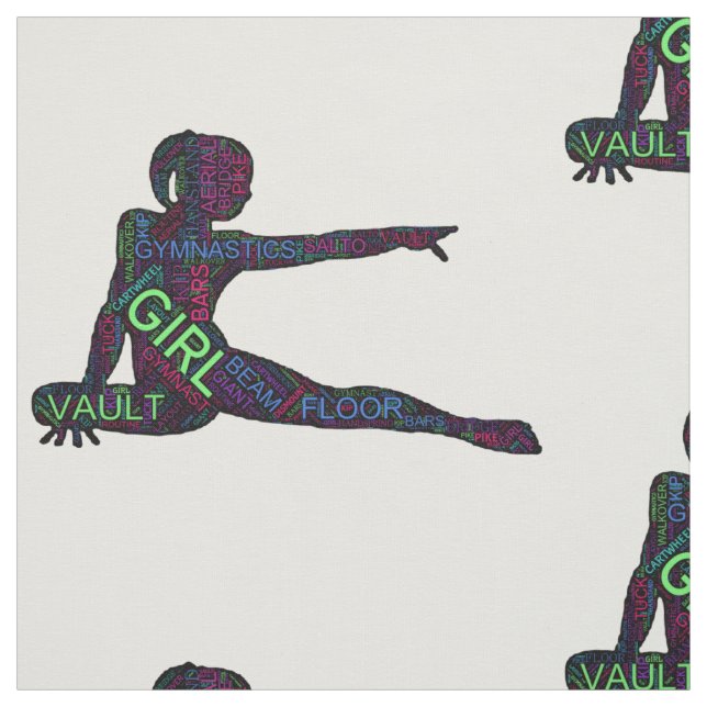 Gymnastics Word Art Version 3 Fabric (Swatch)