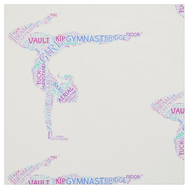 Gymnastics Word Art Version 4 Fabric (Swatch)
