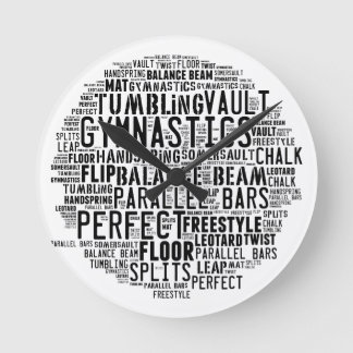 Gymnastics Word Cloud Round Clock