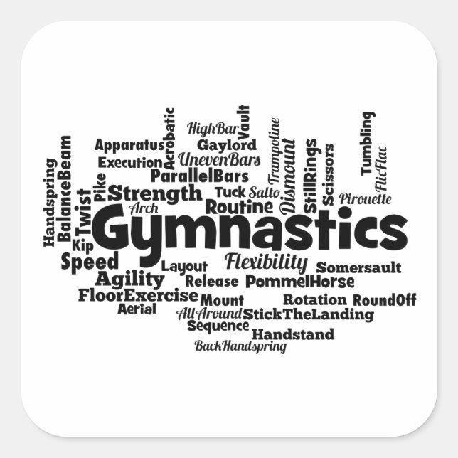Gymnastics Word Cloud Square Sticker (Front)