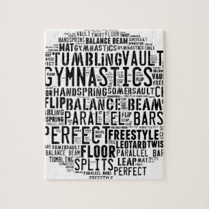 Gymnastics Word Cloud Tumbling Jigsaw Puzzle