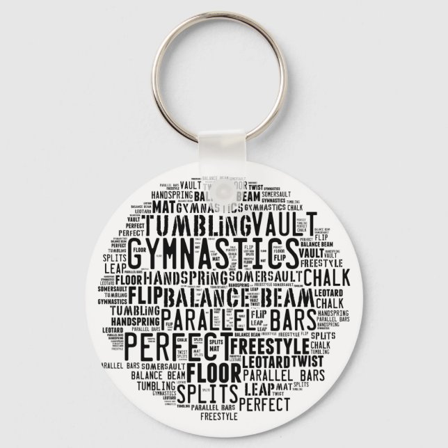 Gymnastics Word Cloud Tumbling Keychain (Front)