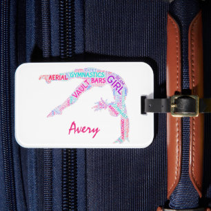 Gymnastics Word Cloud w/ Name Luggage Tag