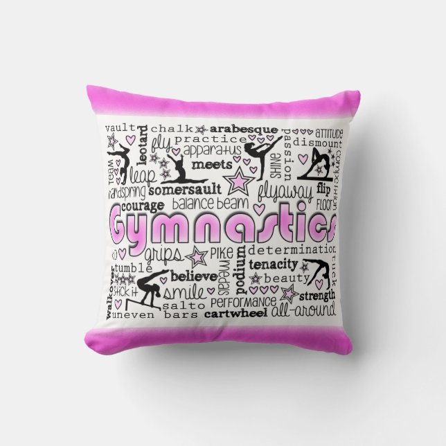 Gymnastics Words 2 Throw Pillow (Front)