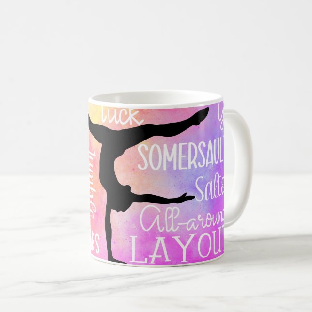 Gymnastics Words Rainbow Ombre  Coffee Mug (Front Right)