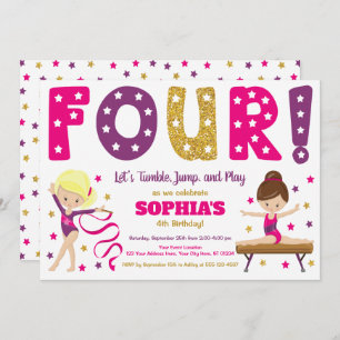 Gymnastique 4e Invitation anniversaire Rose chau