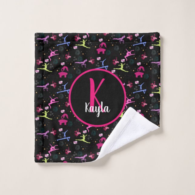 Gymnastique amusant Imprimer Monogramme (Gant de toilette)