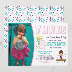 Gymnastique Anniversaire Invitation avec photo