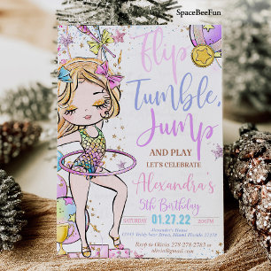 Gymnastique Anniversaire Invitation Party Gymnasti