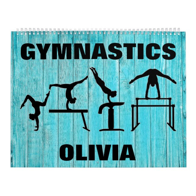 Gymnastique Calendrier rustique Turquoise bois (Protection)