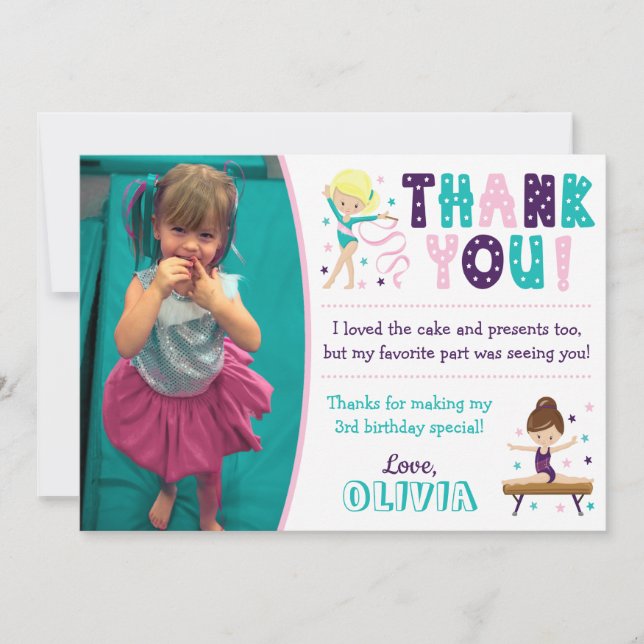 Gymnastique Carte de remerciements d'anniversaire  (Devant)