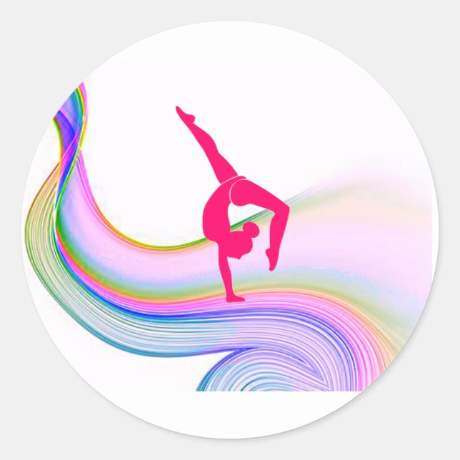 Gymnastique gymnastique en autocollant rose. (Devant)