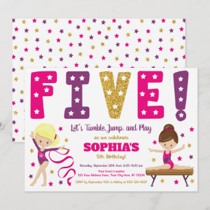 Gymnastique Invitation 5e anniversaire Rose chau