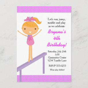 Gymnastique Invitation à la fête d'anniversaire