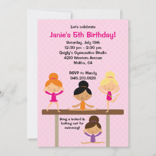 Gymnastique Invitation à la fête d'anniversaire