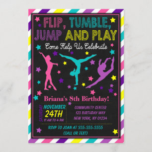 Gymnastique Invitation à une fête d'anniversaire