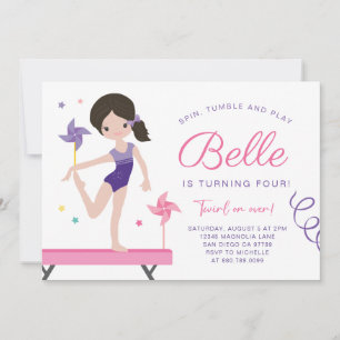 Gymnastique Invitation d'anniversaire avec Pinwhee